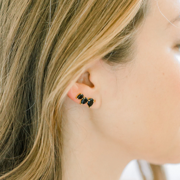 Black Onyx Crawler Earrings