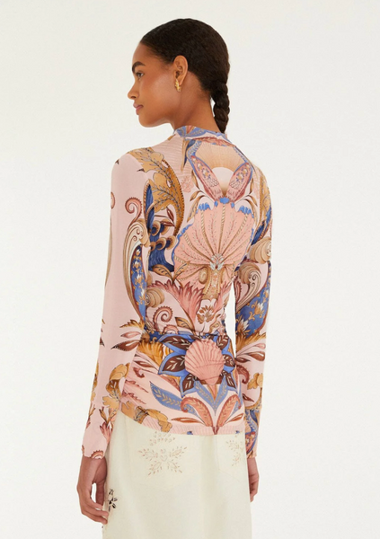 Sea Garden Pink Floral Jersey Blouse,Farm Rio - Shopidpearl