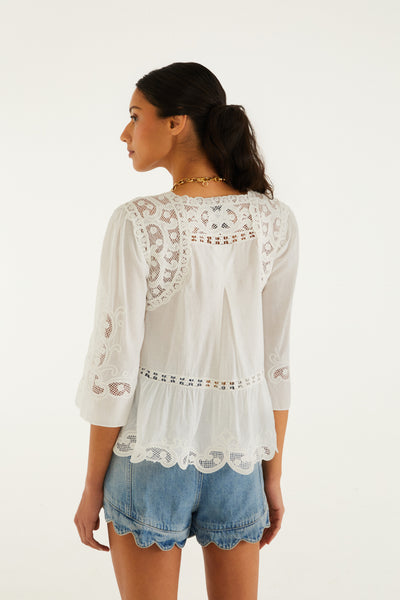 Light Denim Short Romantic Ruffle Hem