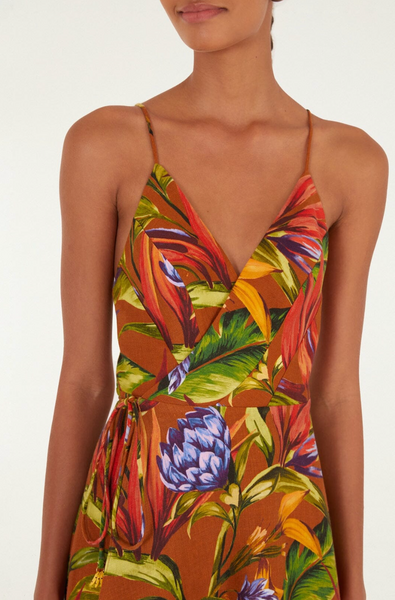 Florant Linen Midi Wrap Dress,Farm Rio - Shopidpearl