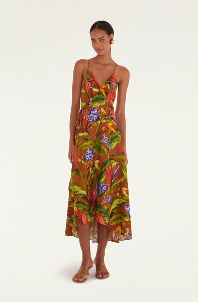 Florant Linen Midi Wrap Dress,Farm Rio - Shopidpearl