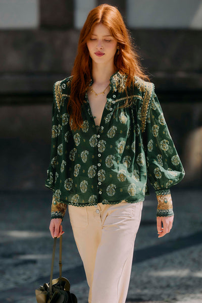 Tayla Paisley Button Front Blouse