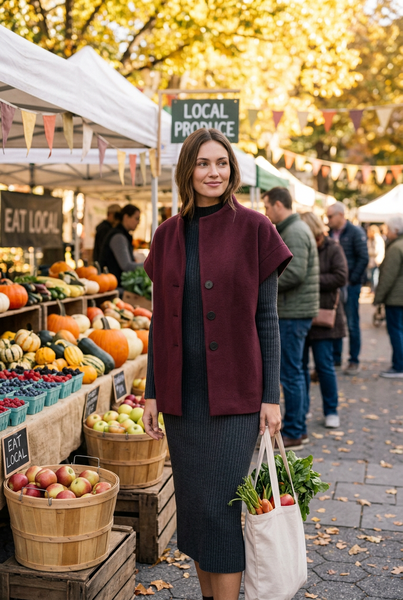Bordeaux Fleece Button Front Vest