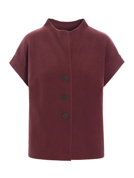 Bordeaux Fleece Button Front Vest