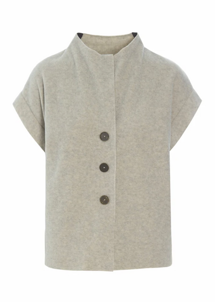Sand Fleece Button Front Vest