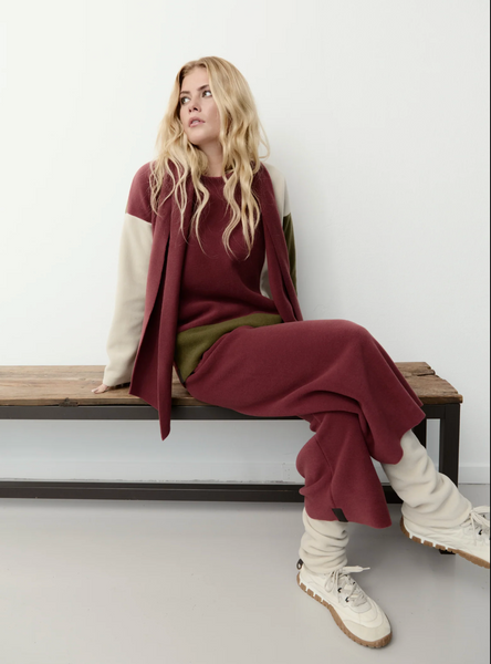 Bordeaux Fleece Flare Crop Trouser