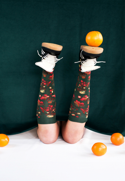 Forest Grape Cotton Knee High Socks