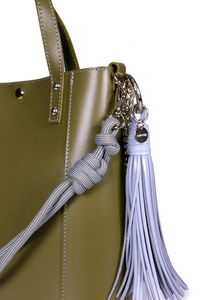 Grand Ame Kaki Air Calf Leather Medium Handbag,Craie Studio - Shopidpearl