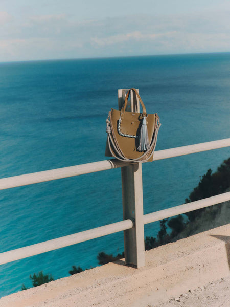 Grand Ame Kaki Air Calf Leather Medium Handbag,Craie Studio - Shopidpearl