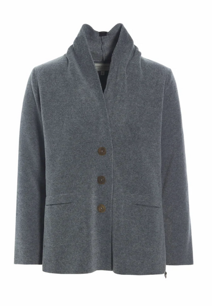 Grey Fleece Button Front Cardigan