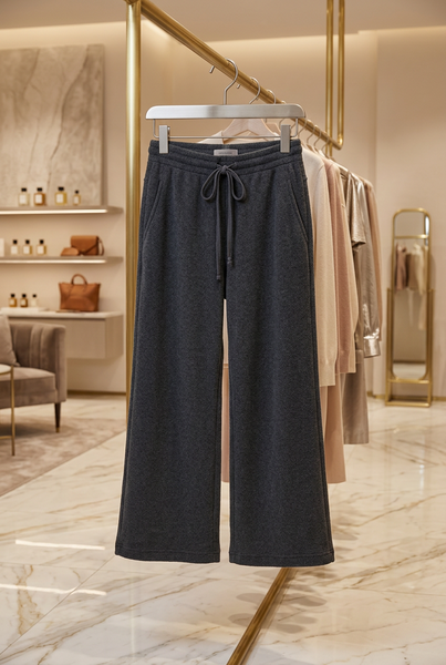 Grey Fleece Flare Crop Trouser