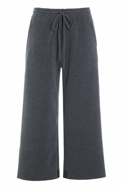 Grey Fleece Flare Crop Trouser