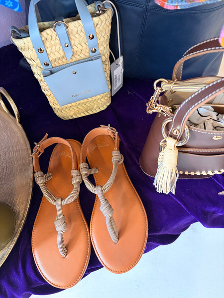 Pepite Leather Rope Chestnut Sandal,Craie Studio - Shopidpearl