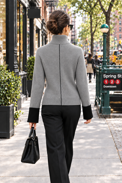 Cowlneck Pullover 100% Cashmere Sweater Flint Grey