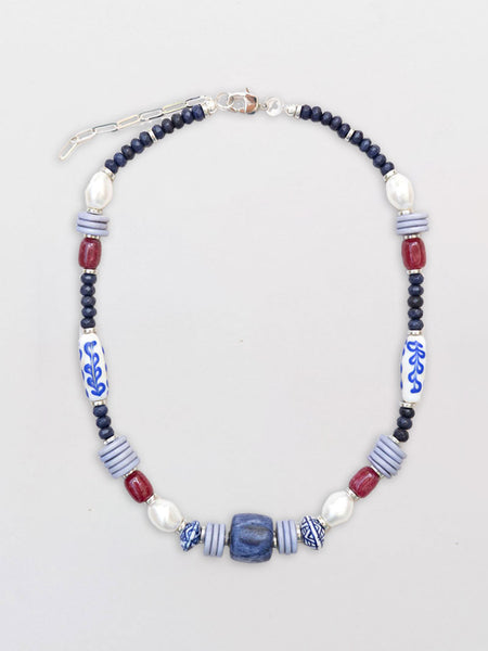 Indigo Blue Beaded Necklace