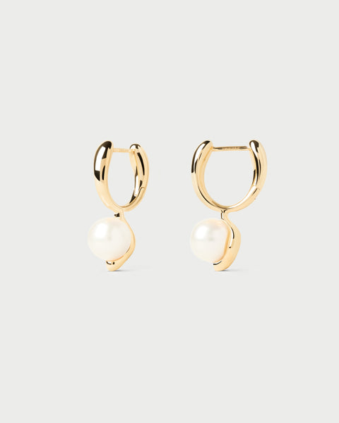 La Perla Freshwater Pearl Gold Mini Hoop Earrings