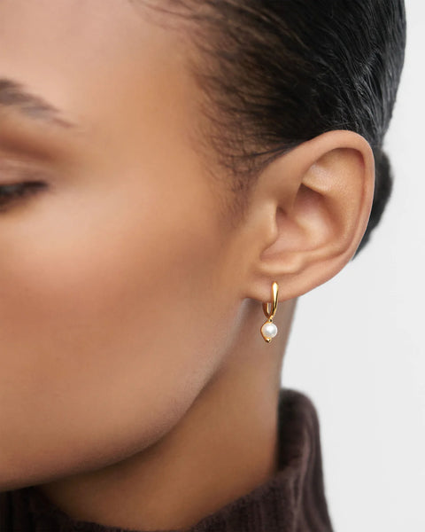 La Perla Freshwater Pearl Gold Mini Hoop Earrings