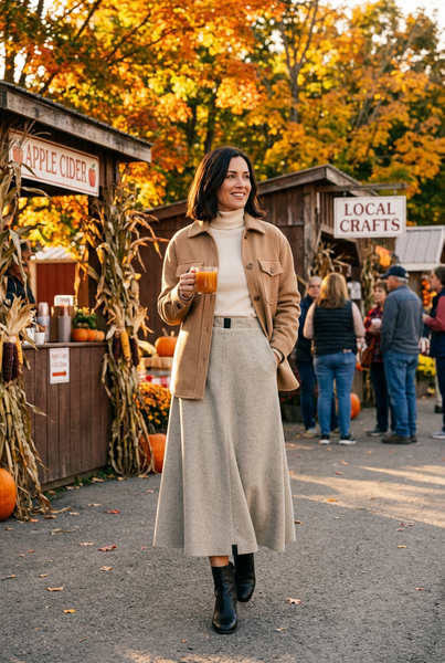 Sand Long Fleece Skirt