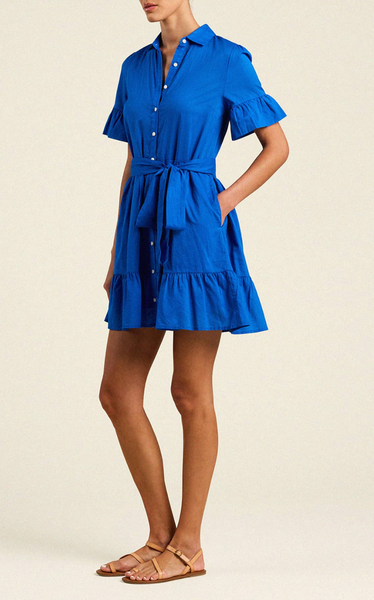 Martinique Cotton Cobalt Mini Dress,Trovata - Shopidpearl