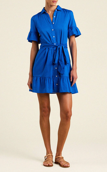 Martinique Cotton Cobalt Mini Dress,Trovata - Shopidpearl