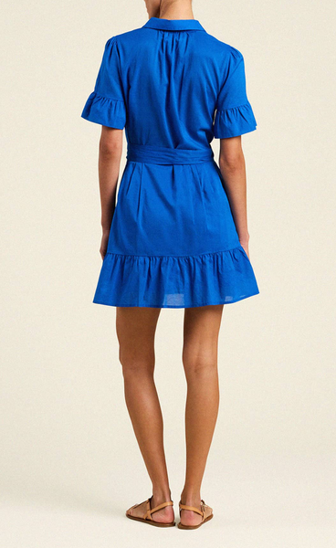 Martinique Cotton Cobalt Mini Dress,Trovata - Shopidpearl