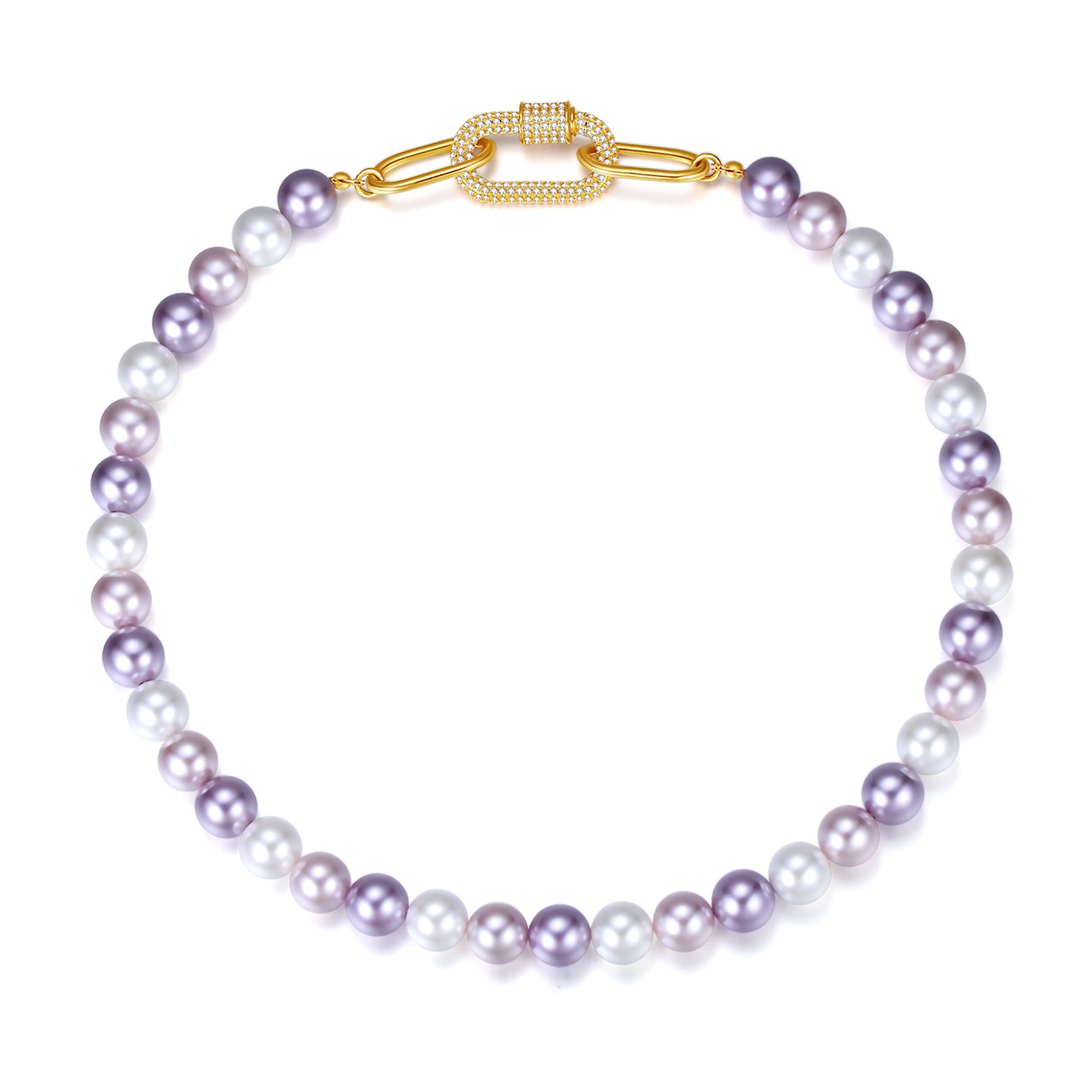 Classicharms Purple Shell Pearl Necklace with Gem-Encrusted  Carabiner Lock - shop idPearl