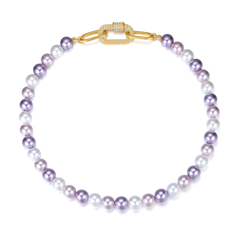 Classicharms Purple Shell Pearl Necklace with Gem-Encrusted  Carabiner Lock - shop idPearl