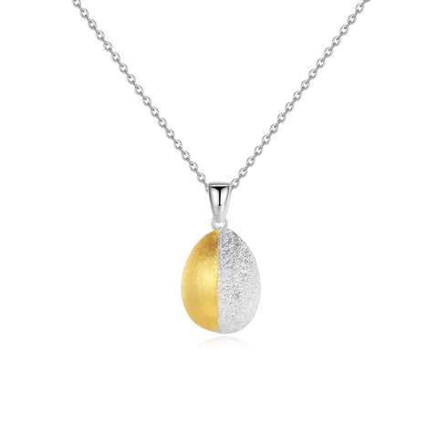 Classicharms Frosted and Matted Texture Two Tone Pendant Necklace - shopidPearl