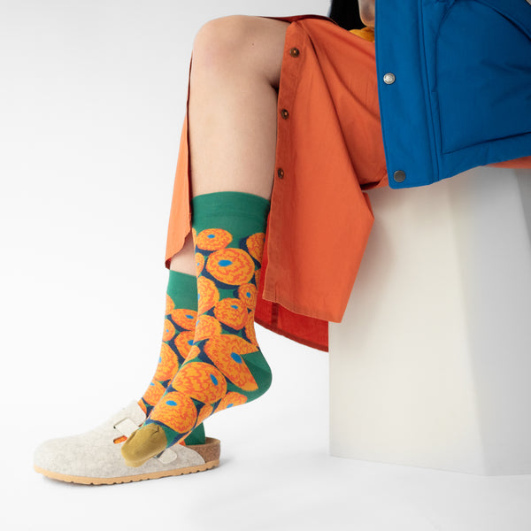 Emerald Orange Cotton Socks