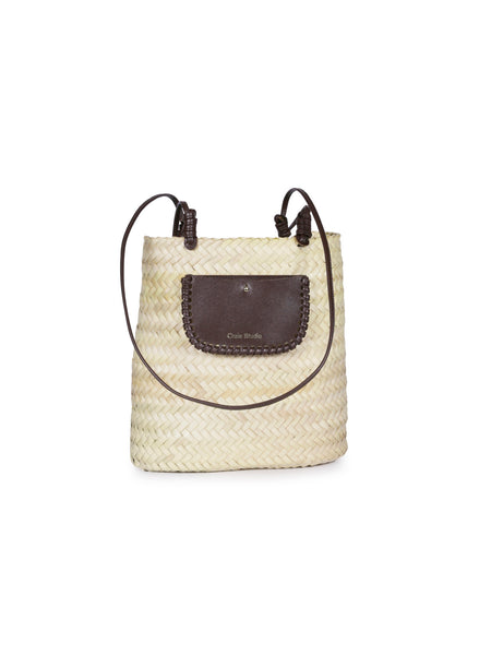 Crush Choco Basket Canvas & Calf Leather Medium Handbag,Craie Studio - Shopidpearl