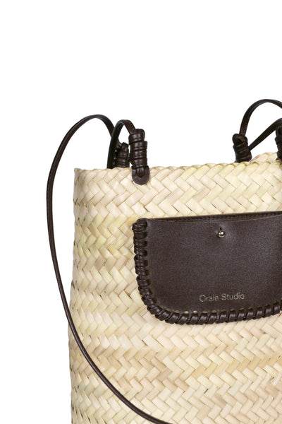 Crush Choco Basket Canvas & Calf Leather Medium Handbag,Craie Studio - Shopidpearl