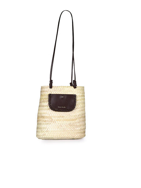 Crush Choco Basket Canvas & Calf Leather Medium Handbag,Craie Studio - Shopidpearl