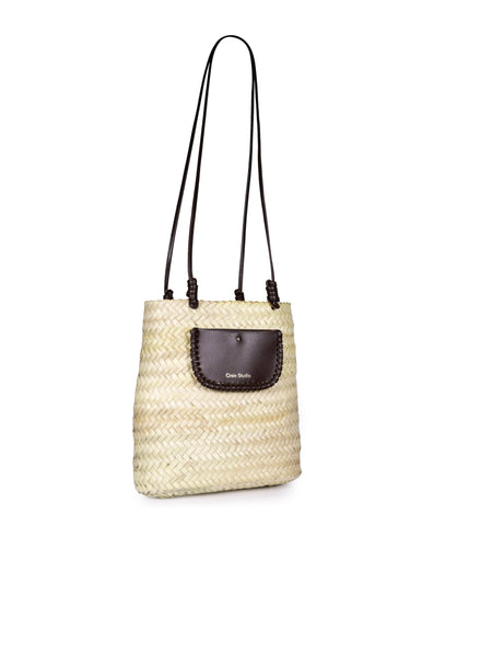 Crush Choco Basket Canvas & Calf Leather Medium Handbag,Craie Studio - Shopidpearl