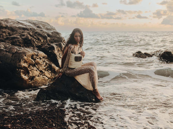 Crush Choco Basket Canvas & Calf Leather Medium Handbag,Craie Studio - Shopidpearl