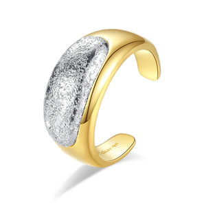 Classicharms Frosted and Matted Texture Two Tone Ring - shopidPearl