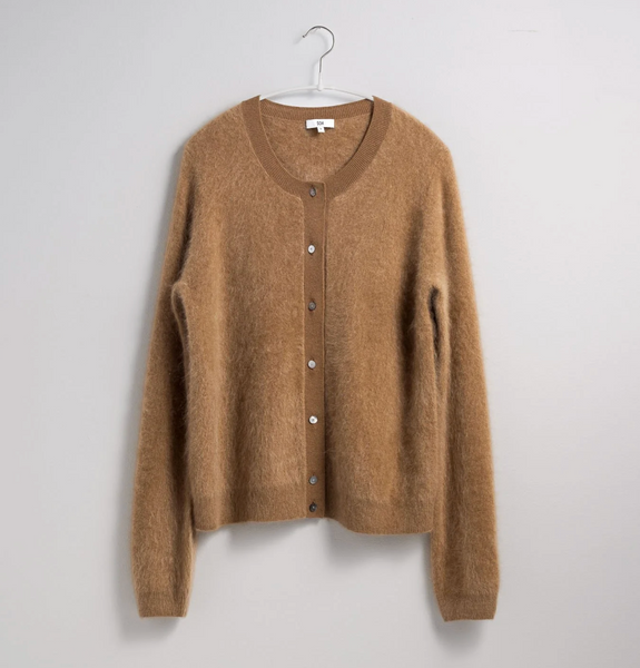 Ophelia Cardigan 100% Cashmere Sweater Camel