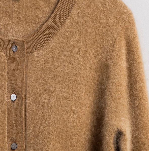 Ophelia Cardigan 100% Cashmere Sweater Camel