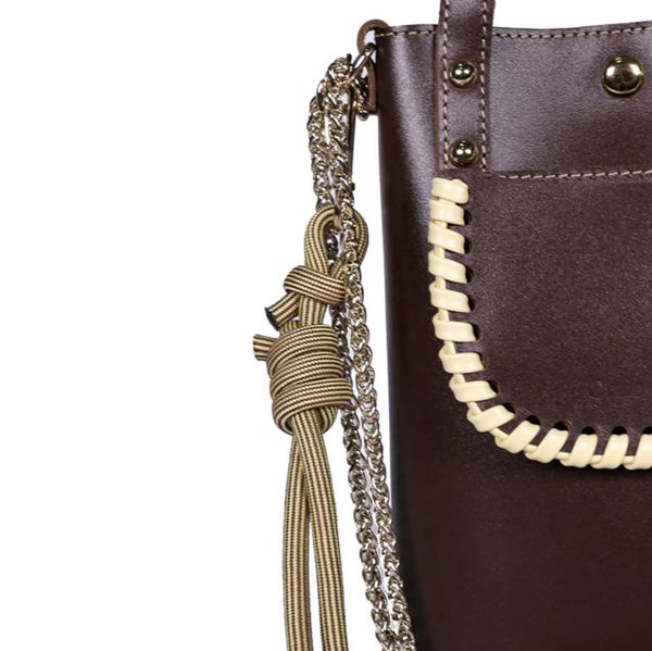 Ame Choco Vanilla Calf Leather Small Handbag,Craie Studio - Shopidpearl