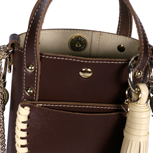 Ame Choco Vanilla Calf Leather Small Handbag,Craie Studio - Shopidpearl