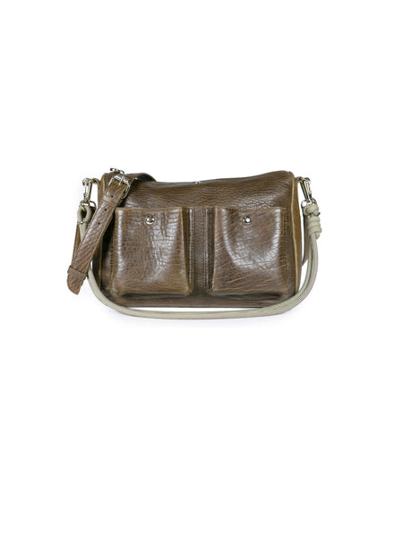 System Zip Top Pocket Handbag Umber