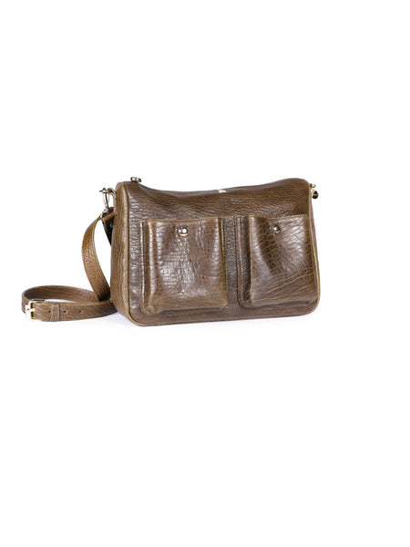 System Zip Top Pocket Handbag Umber