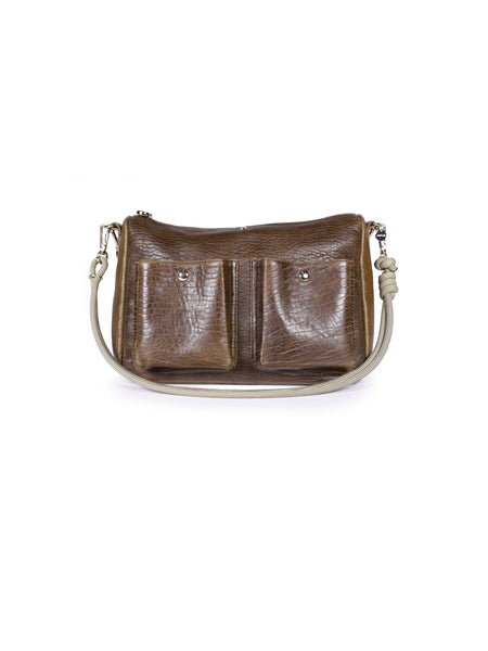 System Zip Top Pocket Handbag Umber