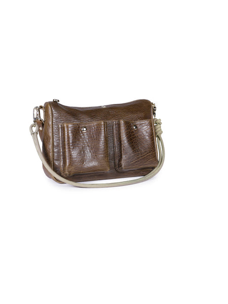 System Zip Top Pocket Handbag Umber