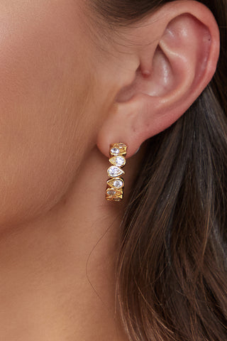 Classicharms Gold Teardrop Zirconia Earrings,Classicharms - Shopidpearl