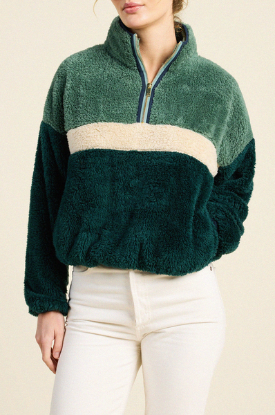 Casey Fleece Pullover Green Ponderosa