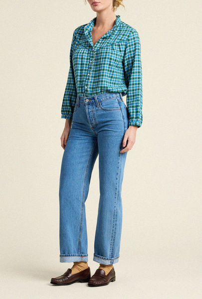 Ruth Shirt Blue Fogline Plaid