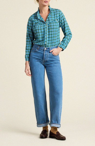 Ruth Shirt Blue Fogline Plaid