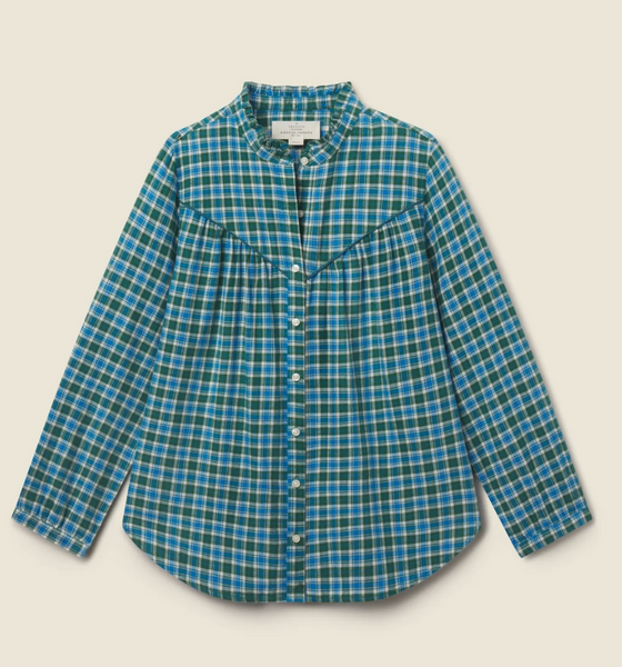Ruth Shirt Blue Fogline Plaid