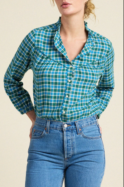 Ruth Shirt Blue Fogline Plaid