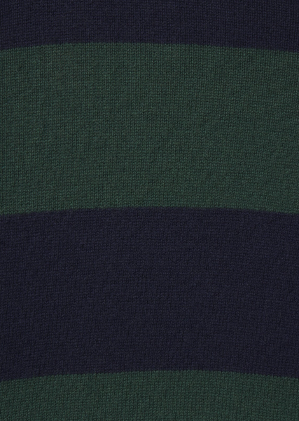 Ryann 100% Cashmere Sweater Navy Green Stripe